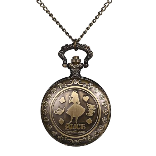 Avaner Taschenuhr mit Kette Bronze: Taschenuhr mit Arabischen Ziffern Halskette Uhr Pulloverkette Analog Quarzuhr Geschenk für Frauen Männer von Avaner
