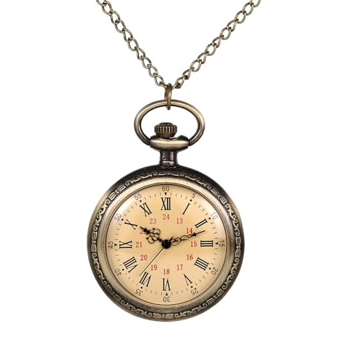 Avaner Taschenuhr mit Kette Damen Herren: Vintage Pulloverkette Uhren mit Römischen Ziffern Halskette Uhr Analog Quarzuhr Geschenk für Frauen Männer von Avaner