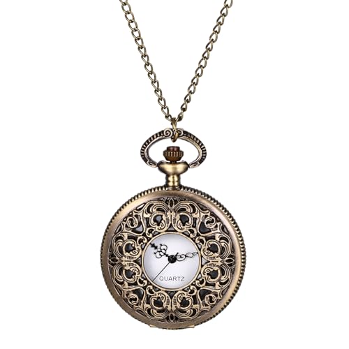 Avaner Taschenuhr mit Kette Hohlmuster: Analoge Quarz Taschenuhr mit Arabische Ziffern Pocket Watch Pullover Kette Geschenk für Männer Vater Ehemann Bruder von Avaner