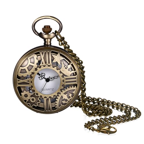 Avaner Taschenuhr mit Kette Krone: Analoge Quarz Taschenuhr mit Arabische Ziffern Pocket Watch Pullover Kette Geschenk für Männer Vater Ehemann Bruder von Avaner