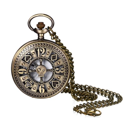 Avaner Taschenuhr mit Kette Poker: Analoge Quarz Taschenuhr mit Arabische Ziffern Pocket Watch Pullover Kette Geschenk für Männer Vater Ehemann Bruder von Avaner