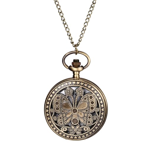 Avaner Taschenuhr mit Kette Schmetterling: Analoge Quarz Uhr Taschenuhr mit Arabische Ziffern Pocket Watch Pullover Kette Geschenk für Männer Vater Ehemann Bruder von Avaner