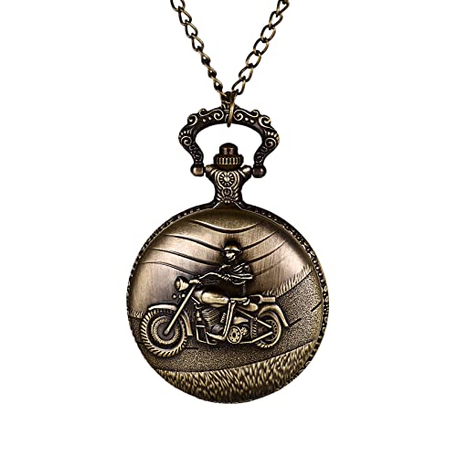 Avaner Taschenuhr mit Kette Skelett Motorrad Analoge Quarz Taschenuhr mit Arabische Ziffern Pocket Watch für Frauen Männer von Avaner