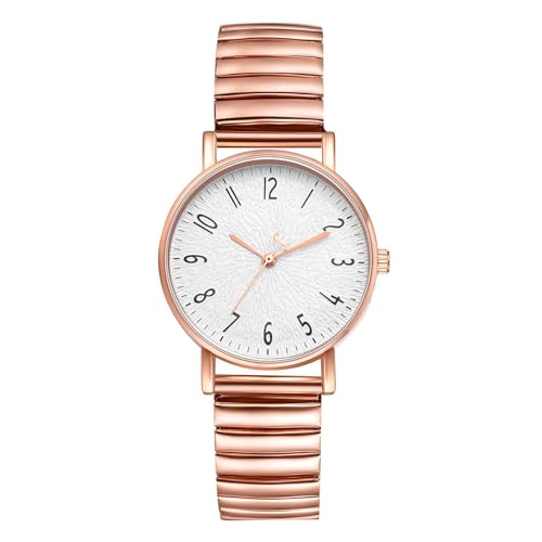 Avaner Uhr Damen Stretch Armband: Elastisches Armbanduhr Klare Lesbare Damenuhr mit großen Zahlen Hartes Edelstahlarmband Wasserfeste Analoge Quarz Frauenuhr in Roségold von Avaner