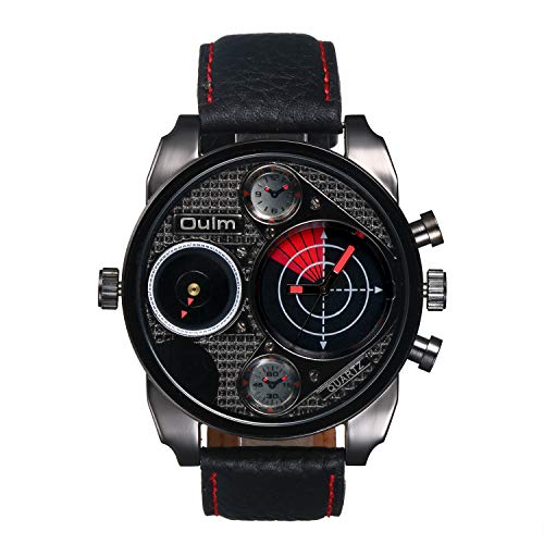 Avaner Uhr Herrn Armbanduhr analog Quartz Chronograph mit Leder Armband Elegeant Digitaluhr für männer rot A20-08 von Avaner