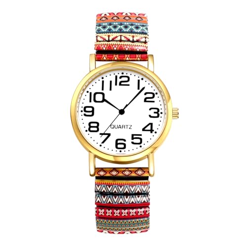 Avaner Uhren Damen Bohemian Stil: Boho Stretchband Armbanduhr mit Großen Arabischen Ziffern Elastische Analog Quarzuhr Leicht Ablesbare Uhr für Frauen Mädchen von Avaner