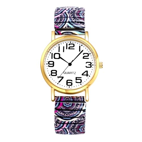Avaner Uhren Damen Bohemian Stil: Boho Stretchband Armbanduhr mit Großen Arabischen Ziffern Elastische Analog Quarzuhr Leicht Ablesbare Uhr für Frauen Mädchen von Avaner