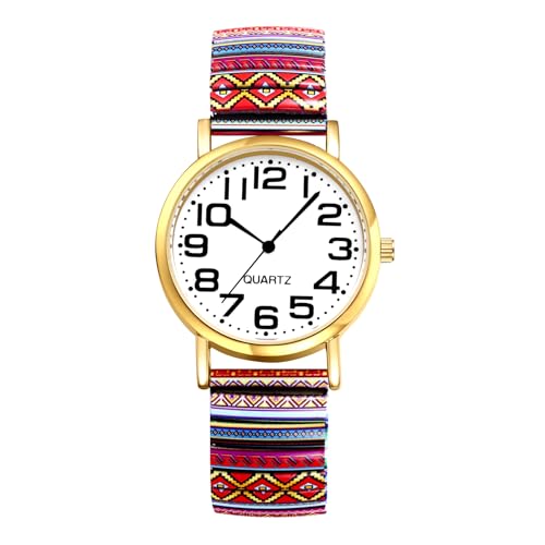 Avaner Uhren Damen Bohemian Stil: Boho Stretchband Armbanduhr mit Großen Arabischen Ziffern Elastische Analog Quarzuhr Leicht Ablesbare Uhr für Frauen Mädchen von Avaner