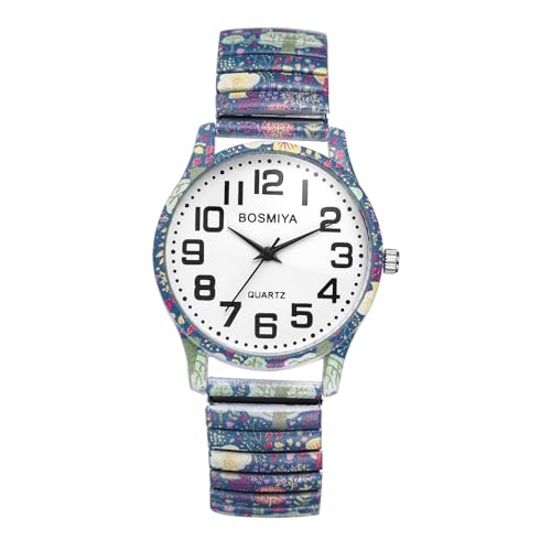 Avaner Uhren Damen Bohemian Stil: Herrenuhr Stretchband Armbanduhr mit Großen Arabischen Ziffern Elastische Analog Quarzuhr Leicht Ablesbare Uhr für Frauen Männer Mädchen Junge von Avaner