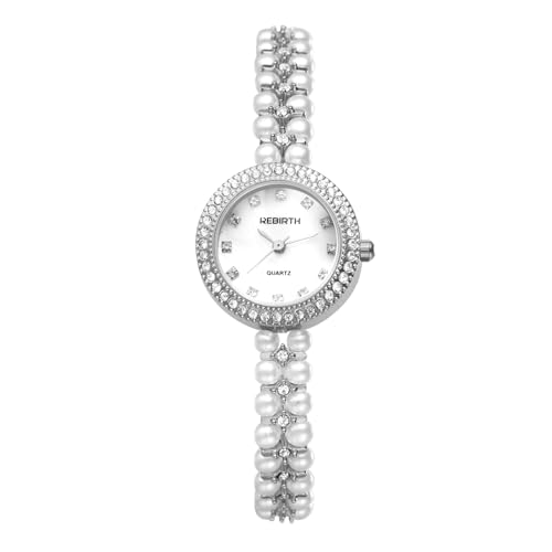 Avaner Uhren Damen Diamant Perlenarmband: Diamantarmbanduhr mit Volldiamantengehäuse Abnehmbares Armband Damenuhr Analog Quarz Uhr als Geschenk für Frauen von Avaner