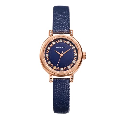 Avaner Uhren Damen Echtleder Armband: Damenuhr mit Diamantskala Ultradünne Armbanduhr Analog Quarz Uhr Watches für Frauen Mädchen von Avaner