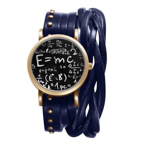 Avaner Uhren Damen Echtleder Vintage: Punk Motorraduhr Retro Armbanduhr mit Mathematischen Konzeptskala Doppelschicht Wickeluhr Vintage Analog Quarzuhr für Frauen von Avaner