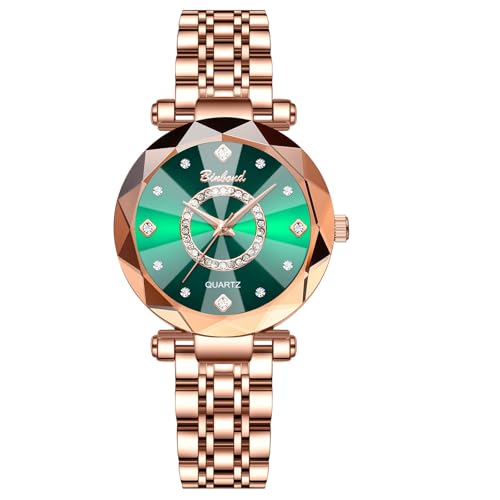 Avaner Uhren Damen Edelstahl Armband: Diamantuhr Damenuhr mit Diamant Skala 3ATM wasserdichte Armbanduhr Abnehmbares Armband Analog Quarzuhr Geschenk für Frauen von Avaner
