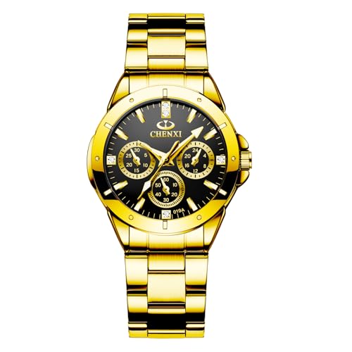 Avaner Uhren Damen Edelstahl Armbanduhr: Damenuhr Mineralglas mit 3 kleinen Zifferblatt Bar Diamant Skala Analog Quarzuhr Armbanduhr Geschenk für Frauen von Avaner