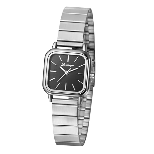 Avaner Uhren Damen Edelstahlarmband Quadratisch: Elegante Damenuhr mit Verstellbarem Armband Minimalistische Armbanduhr Analog Quarzuhr Geschenk für Frauen Mädchen von Avaner