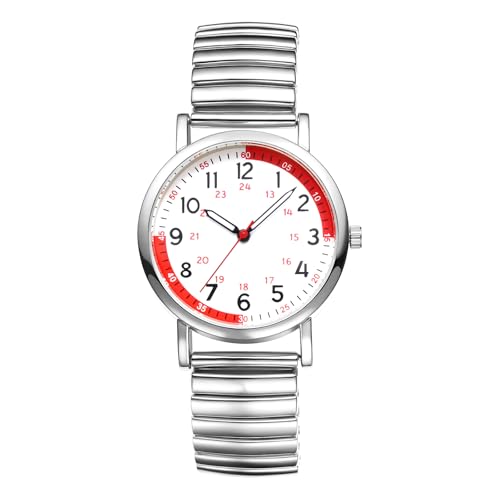Avaner Uhren Damen Elastisch Pulsberechnung: Damenuhr mit Arabischen Ziffern Armbanduhr Analog Quarzuhr Leicht Ablesbare Uhr für Frauen Ärzte Pflegekräfte oder Gesundheitsbewusste von Avaner