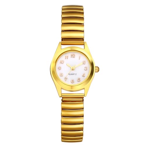 Avaner Uhren Damen Elastisches Armband: Gold Damenuhr mit Sternenleuchtendem Ziffernblatt Edelstahlarmband Lesbare Armbanduhr Analog Quarzuhr Geschenk für Frauen von Avaner