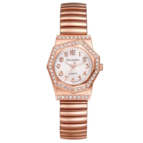 Avaner Uhren Damen Elastisches Armband: Stretch Edelstahlarmband Diamant Armbanduhr Asymmetrisches Zifferblatt Kleine Uhr Mode Damenuhr Analog Quarzuhr für Frauen von Avaner