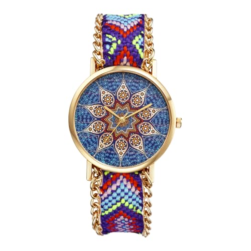 Avaner Uhren Damen Gewebtes Regenbogenarmband: Böhmische Damenarmbanduhr mit Arabischen Ziffern Dream Catcher Damenuhr Analog Quarz Uhr als Geschenk für Frauen Mädchen von Avaner