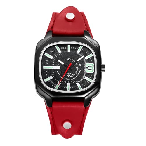 Avaner Uhren Damen Herren Echtleder: Punk Motorraduhr mit Leuchtzeigern Großem Zifferblatt wasserdichte Armbanduhr Analog Quarzuhr für Männer Frauen von Avaner