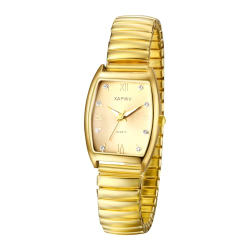 Avaner Uhren Damen Herren Edelstahlarmband: Elastische Paaruhren mit Tonnenförmigem Gehäuse Armbanduhr Römische Ziffernskala Damenuhr Herrenuhr Analog Quarz Uhr für Männer Frauen von Avaner