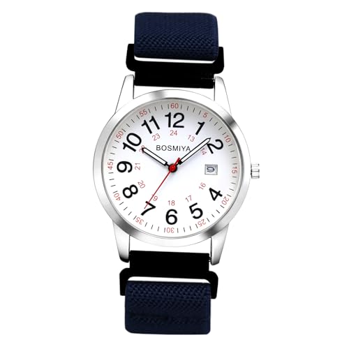 Avaner Uhren Damen Herren Elastisch: Nylon Damenuhr Herrenuhr mit gewebtes Armband Arabischen Ziffern Kalender Stretchband Analog Quarzuhr Leicht Ablesbare Uhr für Frauen Männer von Avaner