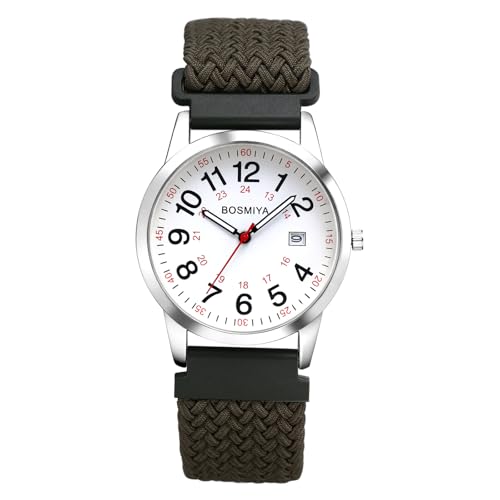 Avaner Uhren Damen Herren Elastisch: Nylon Damenuhr Herrenuhr mit gewebtes Armband Arabischen Ziffern Kalender Stretchband Analog Quarzuhr Leicht Ablesbare Uhr für Frauen Männer von Avaner