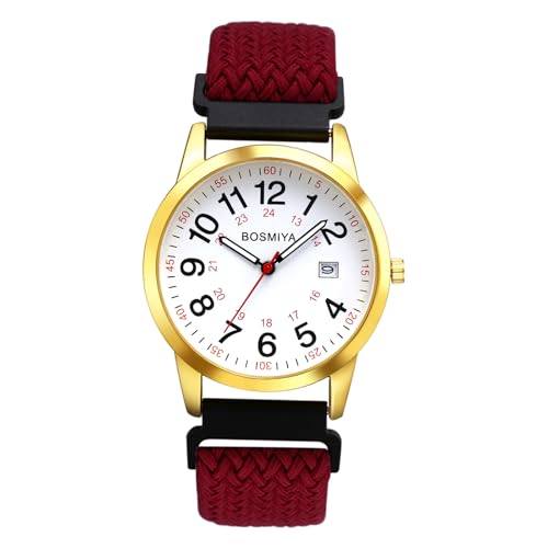 Avaner Uhren Damen Herren Elastisch: Nylon Damenuhr Herrenuhr mit gewebtes Armband Arabischen Ziffern Kalender Stretchband Analog Quarzuhr Leicht Ablesbare Uhr für Frauen Männer von Avaner
