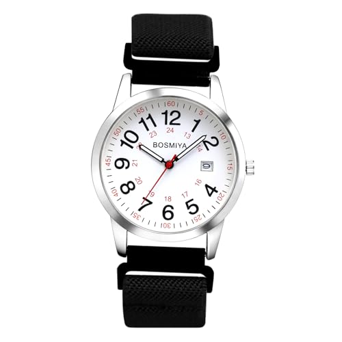 Avaner Uhren Damen Herren Elastisch: Nylon Damenuhr Herrenuhr mit gewebtes Armband Arabischen Ziffern Kalender Stretchband Analog Quarzuhr Leicht Ablesbare Uhr für Frauen Männer von Avaner
