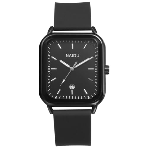 Avaner Uhren Damen Herren Rechteckig: Herrenuhr Damenuhr aus Silikon Weiches Gelee Armband Rechteckuhr Sportuhr Analog Quarz Uhr Geschenk für Männer Frauen von Avaner