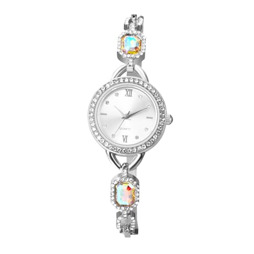 Avaner Uhren Damen Kleine Uhr: Damenuhr mit Farbigen Edelsteinen Römischen Ziffern Modische Armbanduhr Analog Quarzuhr für Frauen von Avaner