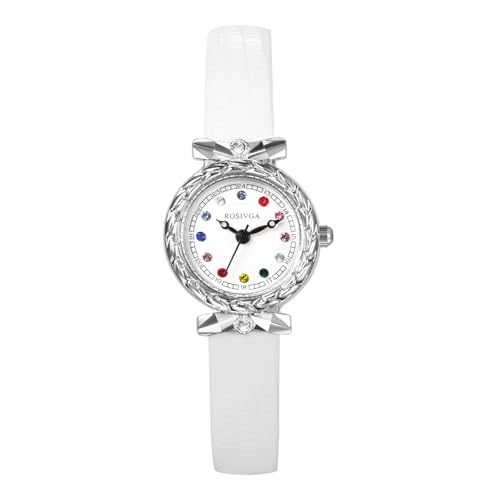 Avaner Uhren Damen Leder Armband: Damenuhr mit Diamantskala Damen Lederarmbanduhr Kleine Armbanduhr Analog Quarz Uhr für Frauen von Avaner