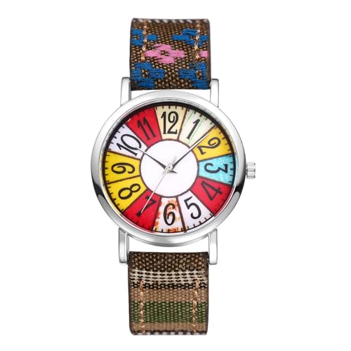 Avaner Uhren Damen Leder Boho: Damenuhr Armbanduhr mit Großen Arabischen Ziffern Lederarmband Analog Quarzuhr Leicht Ablesbare Uhr für Frauen Mädchen von Avaner