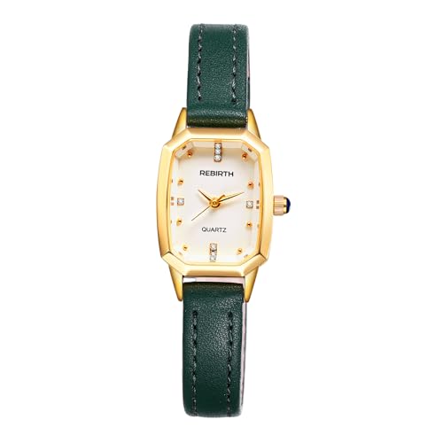 Avaner Uhren Damen Leder Quadratisch: Modische Damenuhr mit Diamantindexen Kleine Armbanduhr Echtlederarmband Analog Quarz Uhr für Frauen von Avaner