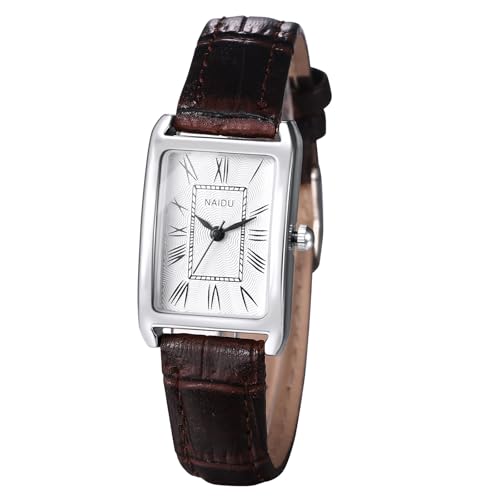 Avaner Uhren Damen Leder Rechteckig: Armbanduhr Kleine Uhr PU Uhrenarmband mit römischen Ziffern Vintage Damenuhr Analog Quarz Uhr für Frauen von Avaner
