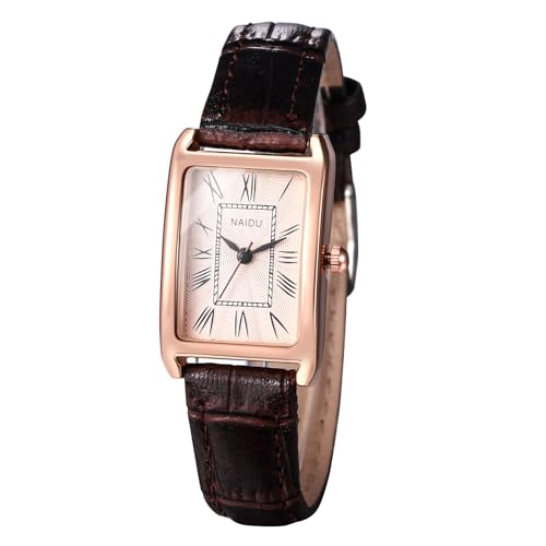 Avaner Uhren Damen Leder Rechteckig: Armbanduhr Kleine Uhr PU Uhrenarmband mit römischen Ziffern Vintage Damenuhr Analog Quarz Uhr für Frauen von Avaner