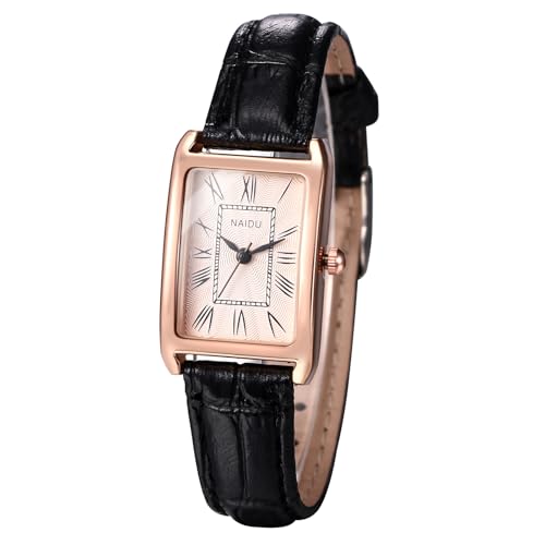 Avaner Uhren Damen Leder Rechteckig: Armbanduhr Kleine Uhr PU Uhrenarmband mit römischen Ziffern Vintage Damenuhr Analog Quarz Uhr für Frauen von Avaner