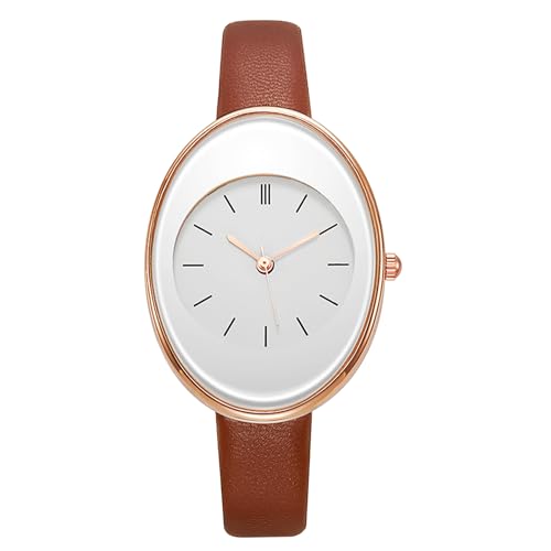 Avaner Uhren Damen Oval Leder: Damenuhr Slim Lederuhr Ultradünnes Armbanduhr mit Balkenskala Analog Quarz Uhr Geschenk für Frauen Mädchen von Avaner