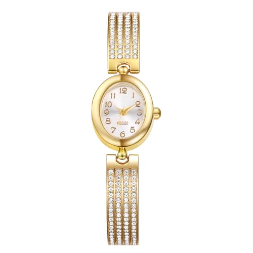 Avaner Uhren Damen Oval Volldiamantuhr: Damenuhr mit arabischen Ziffernskala Moderne Damenarmbanduhr Analog Quarzuhr Geschenk für Frauen Mädchen von Avaner