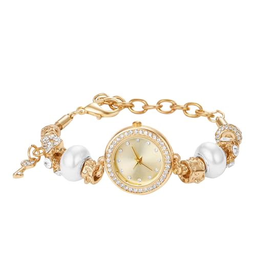 Avaner Uhren Damen Perle Armband: Kleine Uhr Perlen Armbanduhr Einstellbare Größe Damenuhr Analog Quarzuhr Frauen Mädchen von Avaner