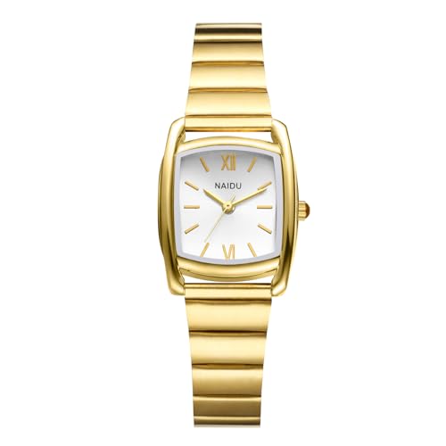 Avaner Uhren Damen Rechteckig Edelstahl: Kleine Damenuhr mit Römischen Ziffern Balkenindexe Tonneau Zifferblatt Modische Armbanduhr Analog Quarzuhr für Frauen von Avaner