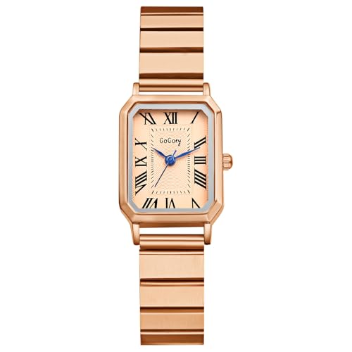 Avaner Uhren Damen Rechteckig Edelstahl: Kleine Damenuhr mit Römischen Ziffern Exquisite Armbanduhr Analog Quarzuhr für Frauen Mädchen von Avaner