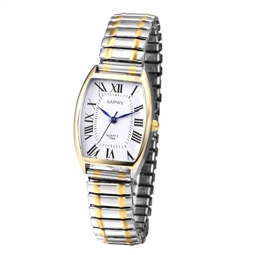 Avaner Uhren Damen Rechteckig Stretchband: Elastische Armbanduhr mit großen Ziffern Analoge Quarzuhr Einziehbare Edelstahl Banduhr Leicht Ablesbare Uhr für Frauen von Avaner