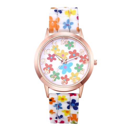 Avaner Uhren Damen Silikon Armband: Blumen Damenuhr Böhmische Silikonarmbanduhr mit Arabischen Ziffern Analog Quarz Uhr als Geschenke für Frauen Mädchen von Avaner
