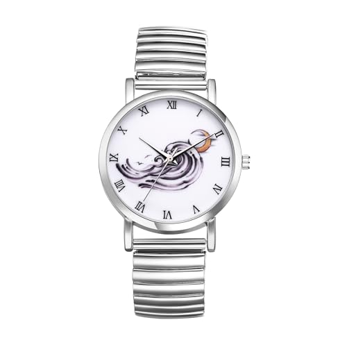 Avaner Uhren Damen Stretch Armband: Paaruhr mit elastischem Armband Elegante Damenuhr Herrenuhr mit römischen Zahlen 1ATM Wasserdicht perfekt für Valentinstag Jahrestag als Romantisches Geschenk von Avaner