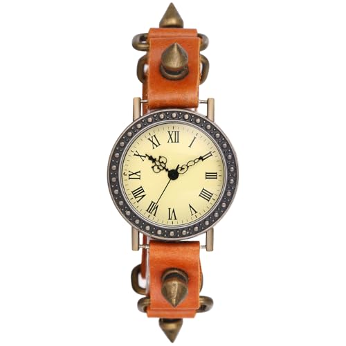 Avaner Uhren Damen Vintage Lederarmband: Armbanduhr mit Handgeflochtenen Spike Mehrschichtiges Armband Damen Uhr Analog Quarzuhr Leder Armbänder für Frauen von Avaner