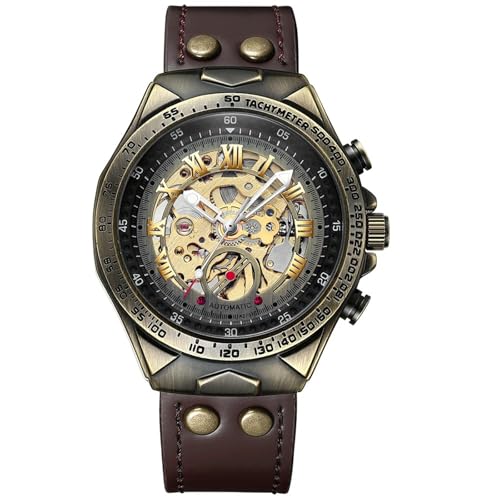 Avaner Uhren Herren Echtleder Vollautomatisch: Herrenuhr mit Römischen Ziffern Mechanischem Zifferblatt 3 ATM Wasserdicht Armbanduhr Analog Quarzuhr für Männer von Avaner