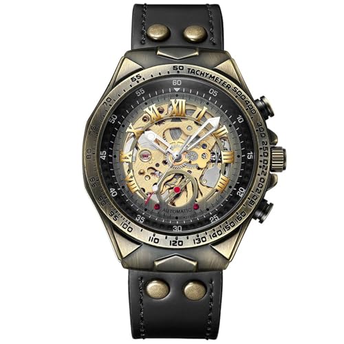 Avaner Uhren Herren Echtleder Vollautomatisch: Herrenuhr mit Römischen Ziffern Mechanischem Zifferblatt 3 ATM Wasserdicht Armbanduhr Analog Quarzuhr für Männer von Avaner