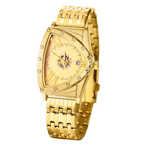 Avaner Uhren Herren Edelstahl Dreieckig: Herrenuhr mit Kalenderfunktion Armbanduhr mit Abnehmbarem Edelstahlarmband Analoge Quarzuhr für Männer von Avaner