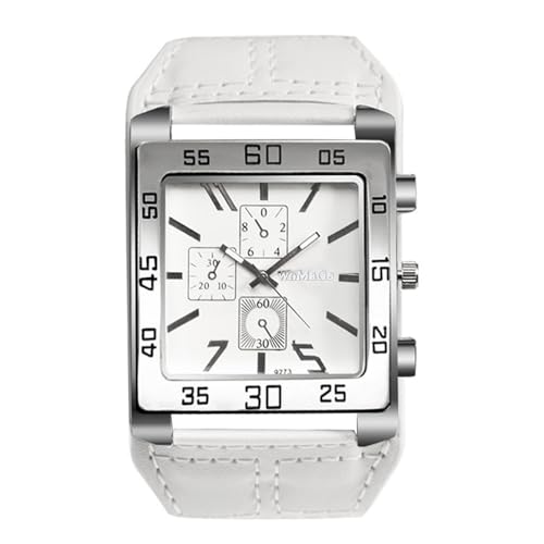 Avaner Uhren Herren Leder Armband: Armbanduhr mit Quadratisches Zifferblatt Herrenuhr Punk Uhr mit arabischen Ziffern Analog Quarz für Männer von Avaner